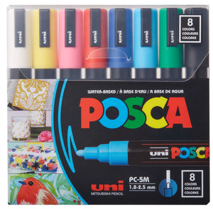 8 Pcs Uni Posca Marker PC-5M Acrylic Waterproof Permanent Graffiti Paint Pen for Rock Mug Ceramic Glass Wood Fabric Painting Supplies