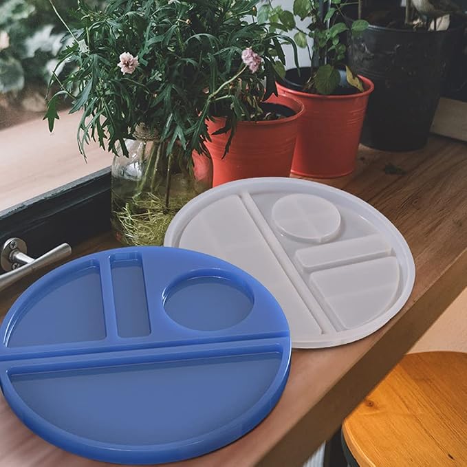 Rolling Tray Resin Mold Makeup Storage Cosmetic Epoxy Casting Mold Round Silicone Mold for DIY Jewelry Storage Tea Tray Serving Board Making