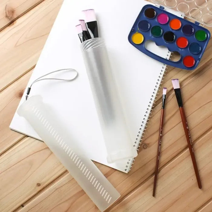 Extendable Plastic Paint Brush Case Long Paint Brush Holder Tube Storage Pencil Container