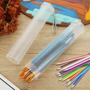 Extendable Plastic Paint Brush Case Long Paint Brush Holder Tube Storage Pencil Container