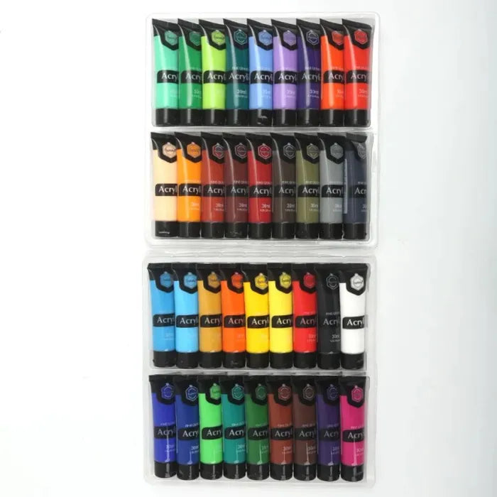 Keep Smiling Acrylic Paint Set – 30ml Tubes | Non-Toxic, Fast-Drying Artist Colors for Canvas | 6, 12, 18, 24 & 36 Shades