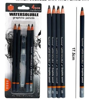 Water-Soluble Graphite Pencil with Waterbrush Pen – Perfect for Sketching, Shading, and Watercolor Effects