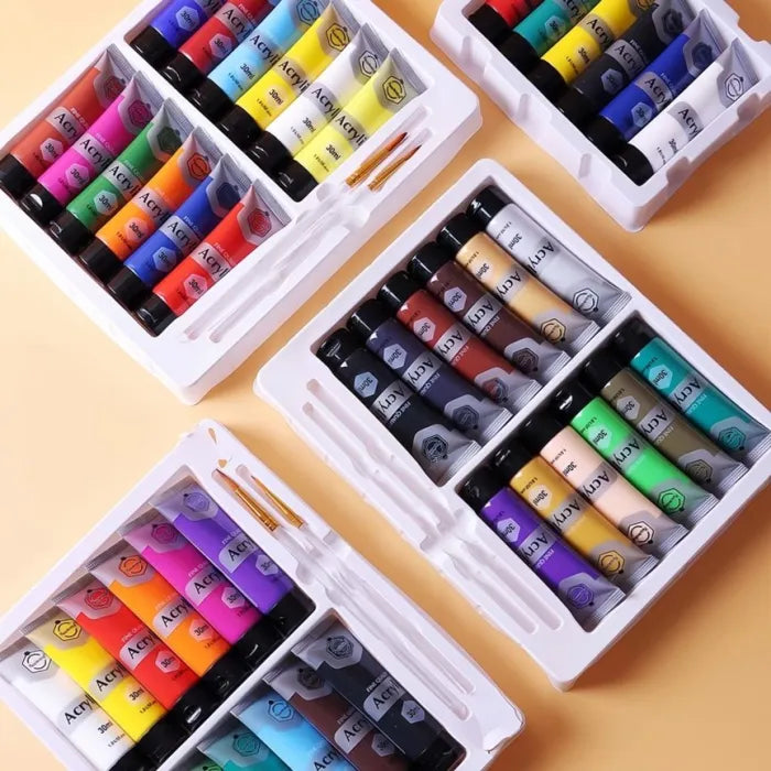 Keep Smiling Acrylic Paint Set – 30ml Tubes | Non-Toxic, Fast-Drying Artist Colors for Canvas | 6, 12, 18, 24 & 36 Shades