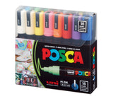 8 Pcs Uni Posca Marker PC-5M Acrylic Waterproof Permanent Graffiti Paint Pen for Rock Mug Ceramic Glass Wood Fabric Painting Supplies