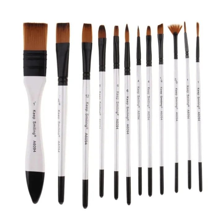 Keep Smiling Professional Mix Paint Brushes Set Of 12