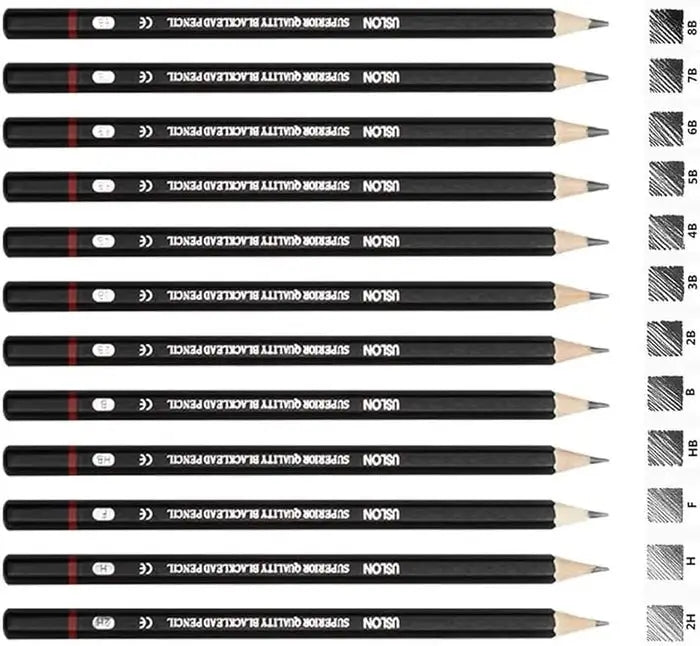 Artist Graded Pencil Set of 12 | Professional Sketching & Drawing Pencils