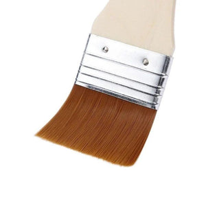 Keep Smiling 3pcs Flat Tip Brush Set | Wooden Handle Nylon Wool Brushes for Gesso, Watercolor &amp; Gouache Painting