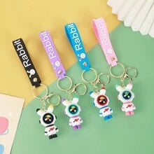 Multicolor Cartoon PVC Soft Rubber Keychain with Wristband
