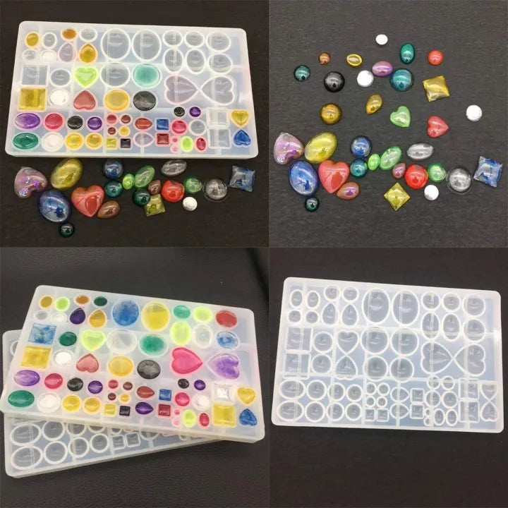 58-Piece Silicone Cabochon Jewelry Resin Mold Set
