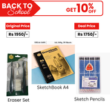 Keep Smiling A4 sketchbook + Sketch pencils 12 set + Sketch eraser set | Back to school