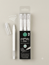 Keep Smiling 0.6mm White Highlight Pen Set (Pack of 3)