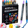 Paint Pen Versatile Double Tip Markers 24pcs Quick Dry Waterproof Acrylic Paint for Artists Hobbyists on Surfaces Double Tip Pens