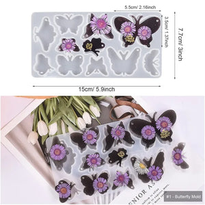 Butterflies Silicone Molds Epoxy Resin with Hole, Butterfly Mold Jewlery Making Keychain