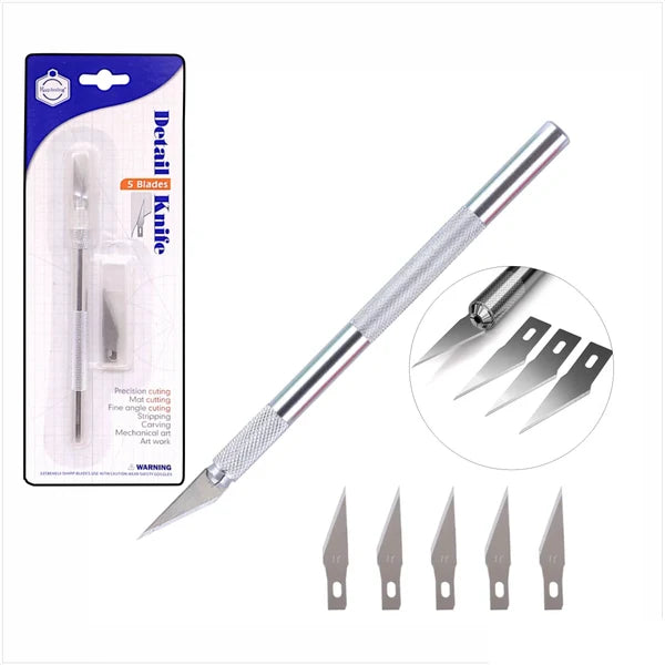 Keep Smiling Detail Knife Cutter with 5 Blades | Craft Tool