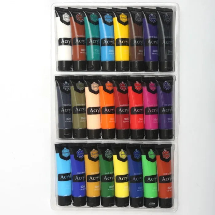 Keep Smiling Acrylic Paint Set – 30ml Tubes | Non-Toxic, Fast-Drying Artist Colors for Canvas | 6, 12, 18, 24 & 36 Shades