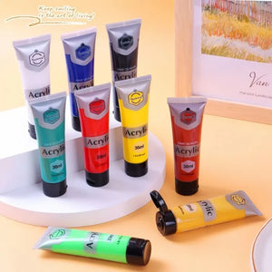 Keep Smiling Acrylic Paint Set – 30ml Tubes | Non-Toxic, Fast-Drying Artist Colors for Canvas | 6, 12, 18, 24 & 36 Shades