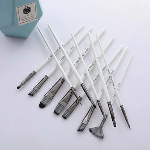 Keep Smiling 12-Piece Premium Artist Brush Set – Nylon Hair, Wooden Handle for Acrylic, Oil & Watercolor