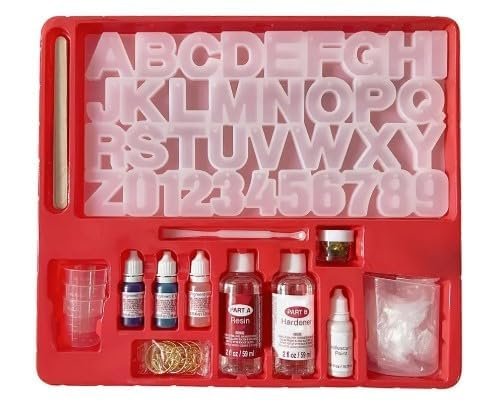 Monogram Resin Letter Casting Kit, 51-Piece Set with Silicone Mould, Pigments, and Tools