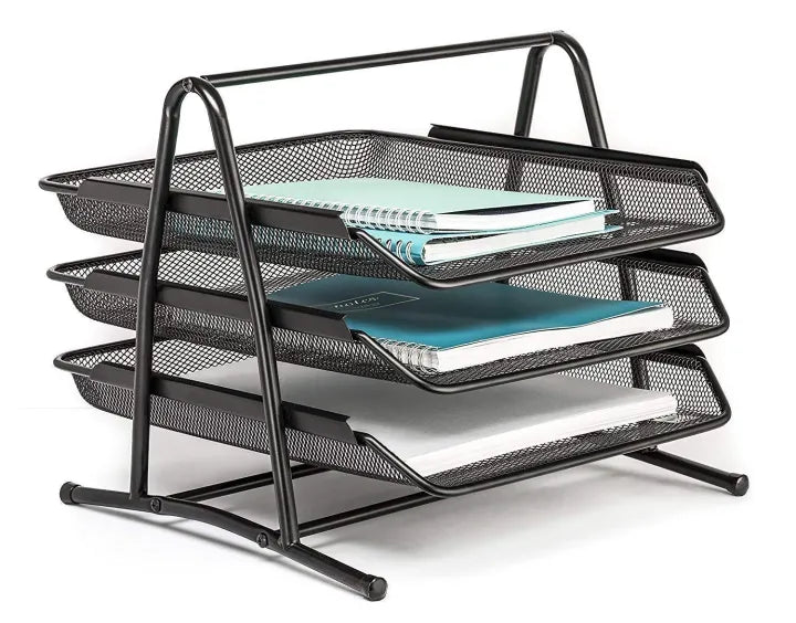 Heavy metal 3 Tier Metal Mesh File Tray Document, Paper, Files, Letters, folders Holder Desk Organizer