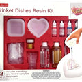 Trinket Dishes Resin Kit, 22 Piece DIY Craft Set with Silicone Moulds, Pigment Inks, Gold Paint