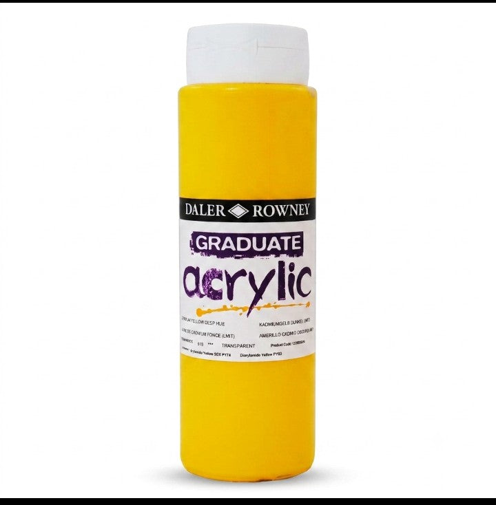 Daler Rowney - Graduate Acrylic - 500ml Bottle - Cadmium Yellow Deep Hue