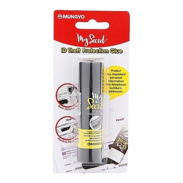 Mungyo masking adhesive stick for data protection, black, in a blister pack