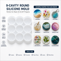 9-Cavity Round Silicone Resin Mold – Reusable DIY Craft & Coaster Mold