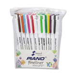PIANO Fineliner Easy Grip Pens | Bright Colors Fine Tip Pointer for Drawing & Writing