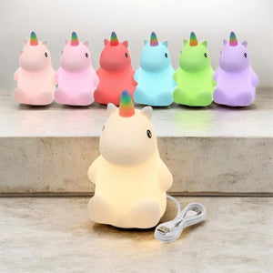 Kids Night Light – Rhinoceros Baby LED Lamp | Soft Silicone Color-Changing Nursery Light | Baby Bedroom & Gift Toy (ZH-125) (Rhinoceros)
