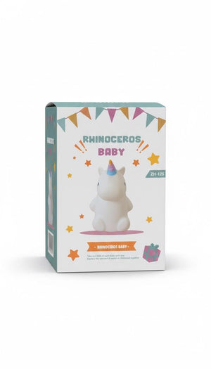 Kids Night Light – Rhinoceros Baby LED Lamp | Soft Silicone Color-Changing Nursery Light | Baby Bedroom & Gift Toy (ZH-125) (Rhinoceros)