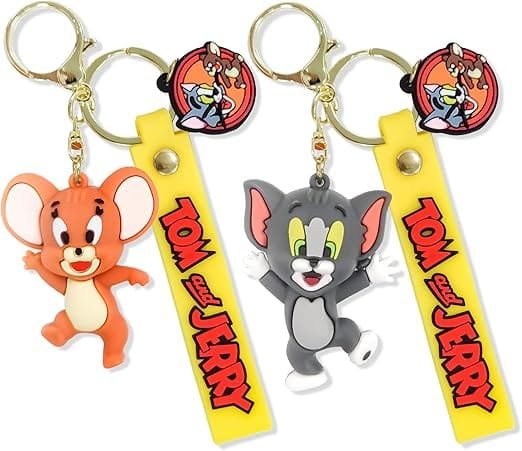 Tom & Jerry keychain for kids. Perfect for school bags, car keys & birthday gifts.