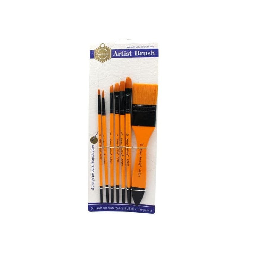 Keep Smiling Acrylic Mixed Paint Brushes Pack of 7 A7001