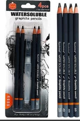 Water-Soluble Graphite Pencil with Waterbrush Pen – Perfect for Sketching, Shading, and Watercolor Effects