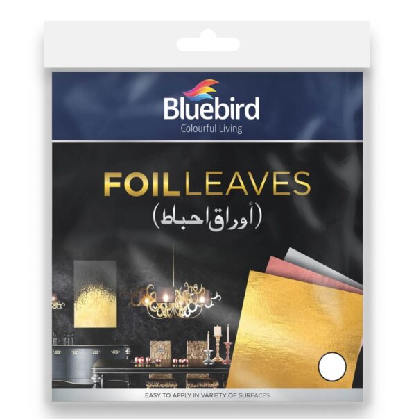 "Bluebird Gold Foil Leaves – Pack of 50 premium gold foil sheets for crafting and decoration."