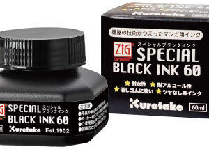 Zig Special Black Ink bottle, designed for calligraphy and illustrations, featuring a rich, deep black color and smooth application."