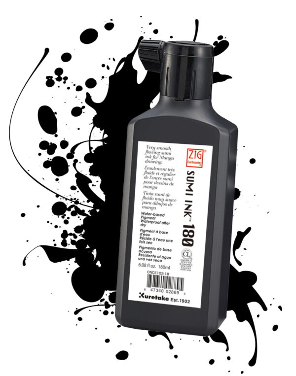 180 ml bottle of Sumi ink, ideal for calligraphy and traditional painting with rich, deep black color