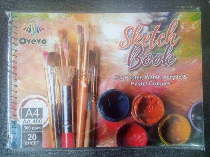 Ovevo A4 Sketch Book 300gsm – 20 Sheets | Heavyweight Art Paper for Poster, Watercolor, Acrylic & Pastel Painting