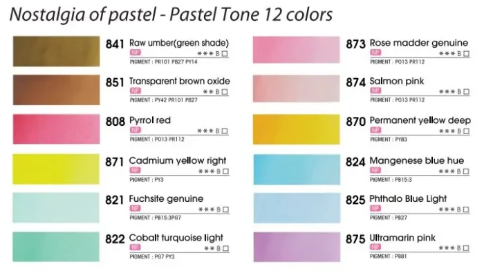 Mungyo Watercolor Nostalgia of Pastel Set of 12 - Image 4