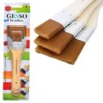 Keep Smiling 3pcs Flat Tip Brush Set | Wooden Handle Nylon Wool Brushes for Gesso, Watercolor & Gouache Painting