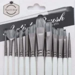 Keep Smiling 12-Piece Premium Artist Brush Set – Nylon Hair, Wooden Handle for Acrylic, Oil & Watercolor - Image 4