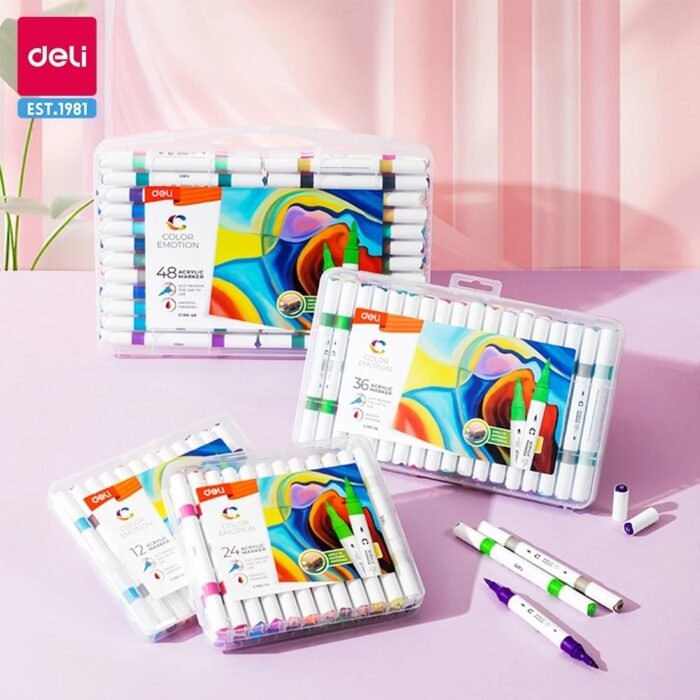 Deli Acrylic Paint Markers Double Tip – 12/24 Colors